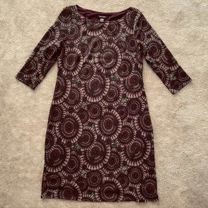 Nine West Dark Purple, Black, Gray Stretch Knit Pullover Dress with Gold…